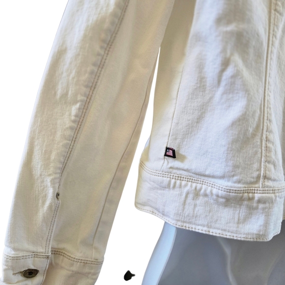 Polo Jeans Co Ralph Lauren White Denim Trucker Jacket L - Picture 4 of 7